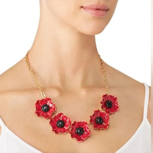 SOLD Kate Spade Precious Poppies Statement Necklace RARE - Picture 1 of 11